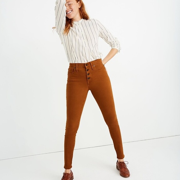 Madewell 9" Mid-Rise Skinny Jeans: Garment-Dyed Button-Front Edition - Picture 1 of 5